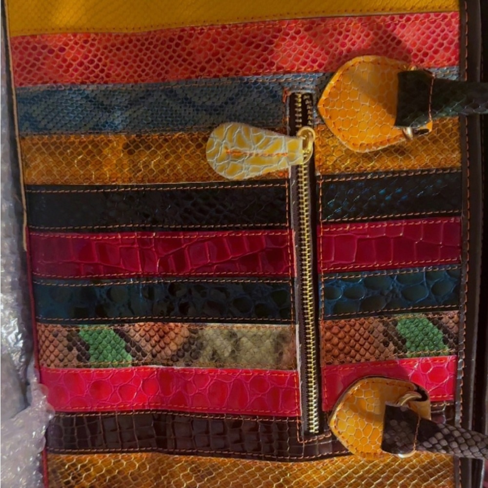 Multicolor Patchwork Shoulder Bag - image 3